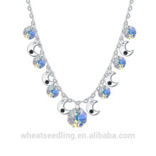 Fashion Stars And Moon Pure Crystal Pendant Necklace